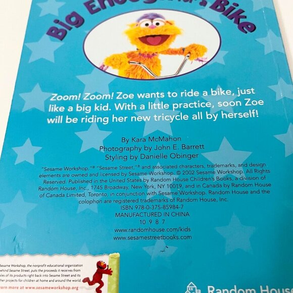 Sesame Street Big Enough For A Bike Book Zoe Board Book - Picture 4 of 11